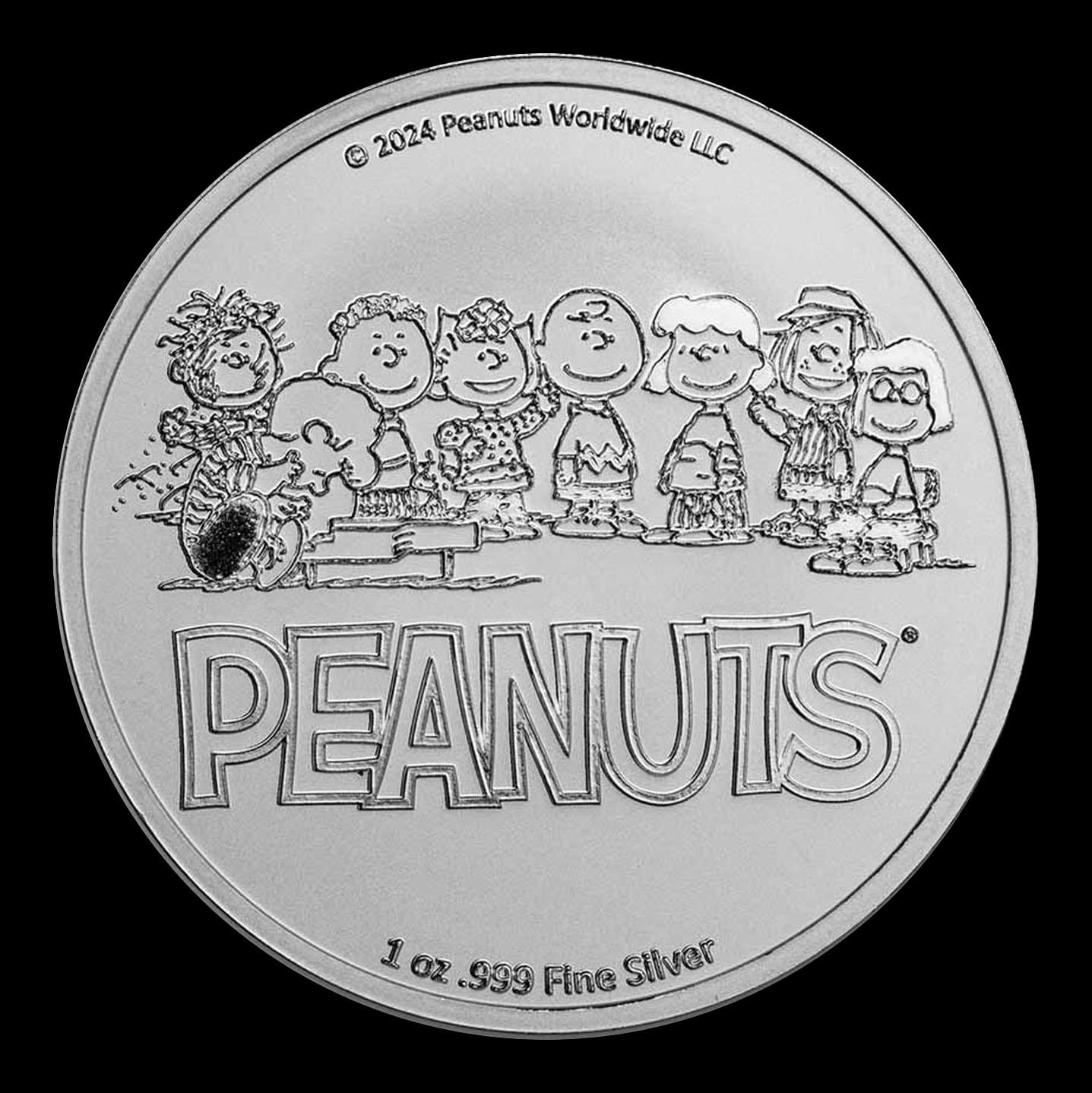 Snoopy Kissing Lucy "SMAK!" Peanuts Colorized Style - 1 oz Silver Round Round