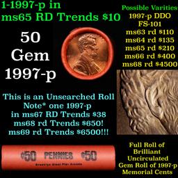 BU Shotgun Lincoln 1c roll, 1997-p 50 pcs Bank Wrapper 50c