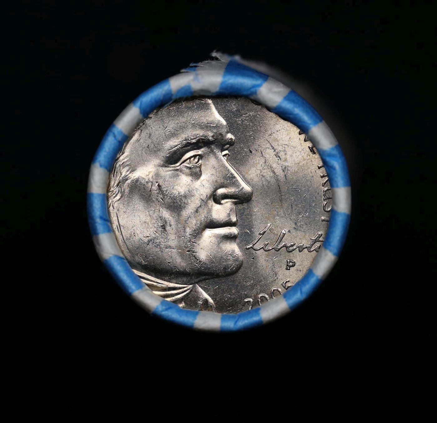 BU Shotgun Jefferson 5c roll, 2005-p Bison 40 pcs Bank $2 Nickel Wrapper