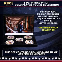 5 Coin Prince Philip Gold Plated Round Collection
