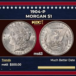 1904-p Morgan Dollar $1 Grades ms63