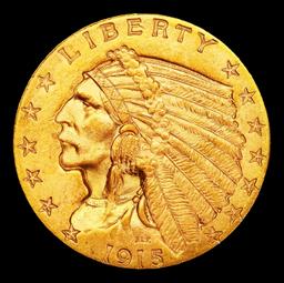1915-p Gold Indian Quarter Eagle $2 1/2 ms64+ SEGS