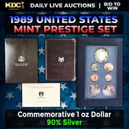 1989 United States Mint Prestige Proof Set 7 Coins W/ Box & COA