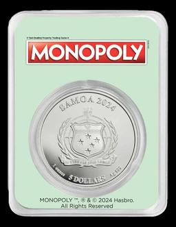 2024 Free Parking Monopoly 1oz .999 Silver Round Colorized Samoa Round