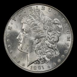 1891-p Morgan Dollar $1 Grades ms63+