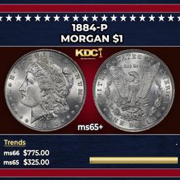 1884-p Morgan Dollar $1 Grades ms65+