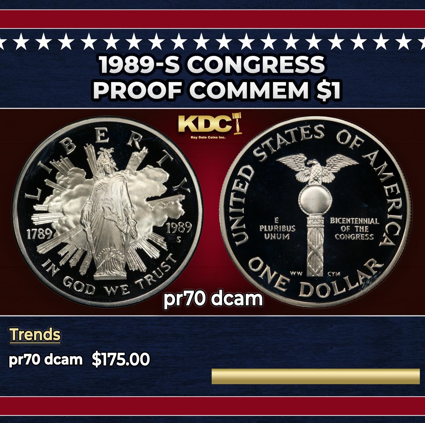 1989-s Congress Proof Modern Commem Dollar $1 pr70 dcam SEGS