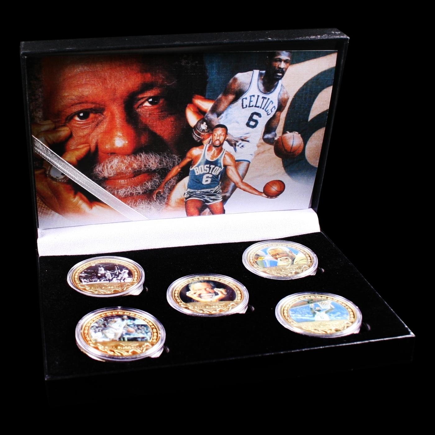 5 Coin Bill Russell Gold Plated Round Collection