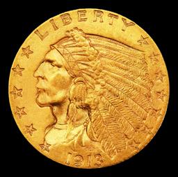 1913-p Gold Indian Quarter Eagle TOP POP! $2 1/2 ms66+ USCG