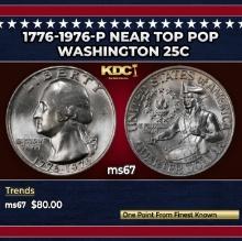 1776-1976-p Washington Quarter Near Top Pop 25c ms67 SEGS