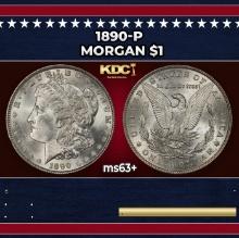 1890-p Morgan Dollar $1 Grades ms63+