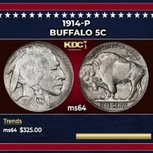 1914-p Buffalo Nickel 5c Grades ms64