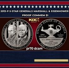 2013-P 5-Star Generals Marshall & Eisenhower Proof Modern Commem Dollar $1 pr70 dcam SEGS