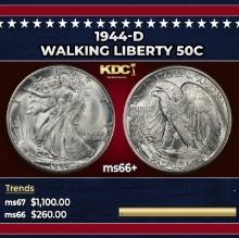 1944-d Walking Liberty Half Dollar 50c ms66+ SEGS