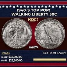 1940-s Walking Liberty Half Dollar TOP POP! 50c ms67+ SEGS