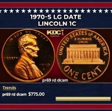 1970-s Lg Date Proof Lincoln Cent 1c pr69 rd dcam SEGS