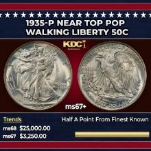 1935-p Walking Liberty Half Dollar Near Top Pop 50c ms67+ SEGS