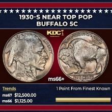 1930-s Buffalo Nickel Near Top Pop 5c ms66+ SEGS