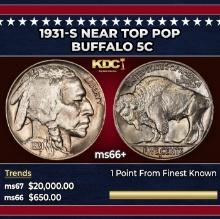 1931-s Buffalo Nickel Near Top Pop 5c ms66+ SEGS