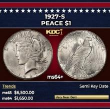 1927-s Peace Dollar $1 ms64+ SEGS