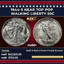 1944-s Walking Liberty Half Dollar Near Top Pop 50c ms66+ SEGS