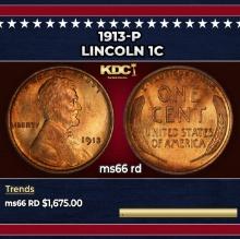 1913-p Lincoln Cent 1c ms66 rd SEGS