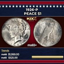 1926-p Peace Dollar $1 ms65+ SEGS
