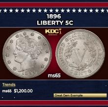 1896 Liberty Nickel 5c ms65 SEGS