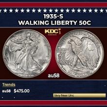 1935-s Walking Liberty Half Dollar 50c Grades au58