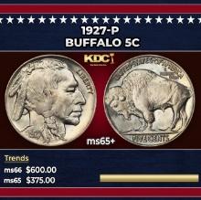 1927-p Buffalo Nickel 5c Grades ms65+