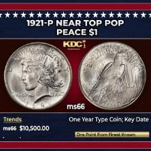 1921-p Peace Dollar Near Top Pop $1 ms66 SEGS