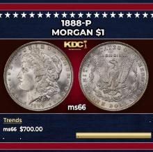 1888-p Morgan Dollar $1 Grades ms66