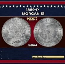 1889-p Morgan Dollar $1 Grades ms64+
