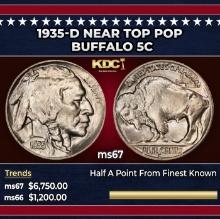 1935-d Buffalo Nickel Near Top Pop 5c ms67 SEGS