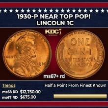 1930-p Lincoln Cent Near Top Pop! 1c ms67+ rd SEGS