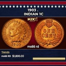 1903 Indian Cent . 1c ms66 rd SEGS