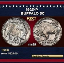 1923-p Buffalo Nickel 5c Grades ms65