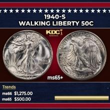 1940-s Walking Liberty Half Dollar 50c Grades ms65+