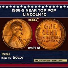 1936-s Lincoln Cent Near Top Pop 1c ms67 rd SEGS