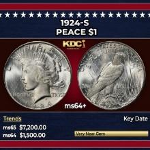 1924-s Peace Dollar $1 ms64+ SEGS