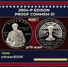 2004-P Edison Proof Modern Commem Dollar $1 pr70 dcam SEGS