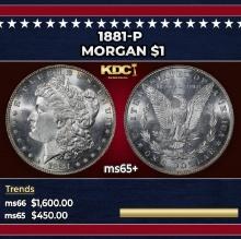 1881-p Morgan Dollar $1 Grades ms65+
