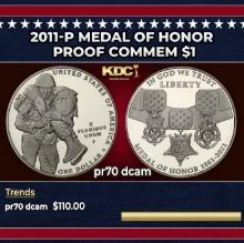 2011-P Medal Of Honor Proof Modern Commem Dollar $1 pr70 dcam SEGS