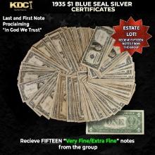 15x 1935 $1 Blue Seal Silver Certificates Grades VF/XF