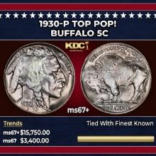 1930-p Buffalo Nickel TOP POP! 5c ms67+ SEGS