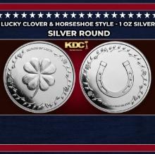 Lucky Clover & Horseshoe Style - 1 oz Silver Round Round