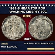 1939-s Walking Liberty Half Dollar Near Top Pop 50c ms67 SEGS