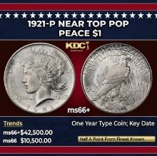1921-p Peace Dollar Near Top Pop $1 ms66+ SEGS