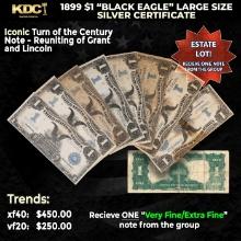 1x 1899 $1 'Black Eagle' Large Size Silver Certificate Grades VF/XF