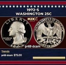 1972-s Proof Washington Quarter 25c pr69 dcam SEGS